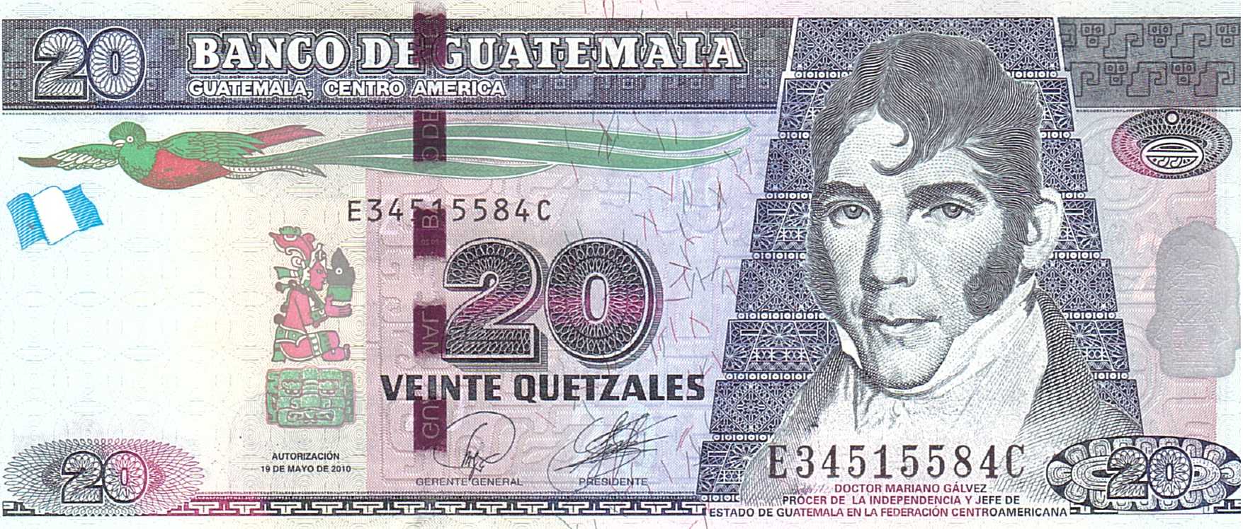 Guatemala 20 2010 UNC P-126